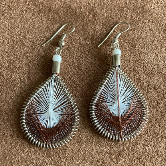 Boho Earrings, String Art Design, Dangle, stocking stuffer - Picture 2 of 2